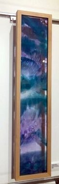 Brenda Stone  ‘‘Vividly Peacock”  Resin on acrylic framed in solid beech